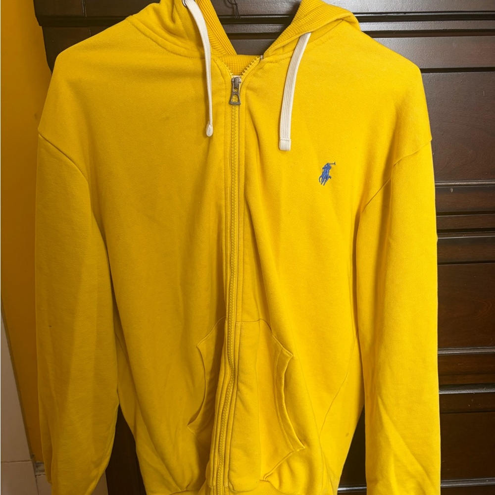 Polo by Ralph Lauren Bright Yellow Zip-Up Hoodie with Blue Polo Logo